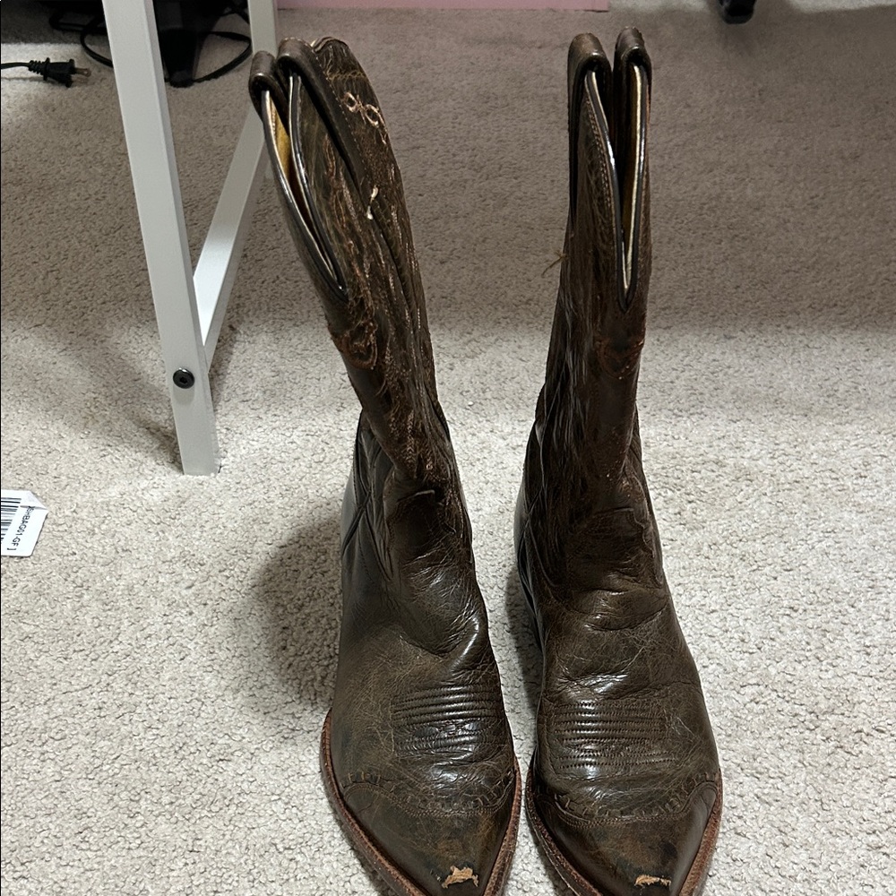 Tony Lama Brown Leather Heeled Boots